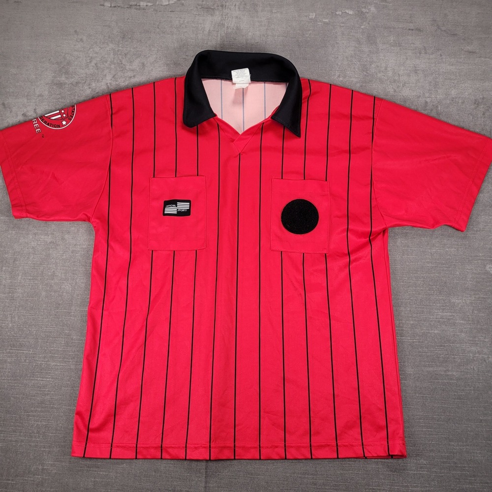 Official Referee Sport Referee Jersey Striped Short Sleeve Shirt Red‎ Large